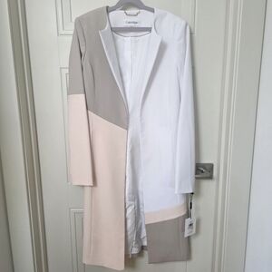 Calvin Klein Open Front Colorblocked Duster Topper